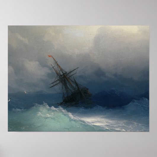 Ivan Aivazovsky - Schiff am Sturmsee Poster (Vorne)