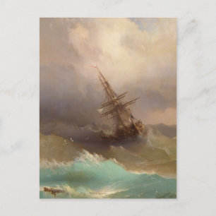 Ivan Aivazovsky - Schiff im Sturmmeer Postkarte