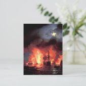 Ivan Aivazovsky - Schlacht von Cesme in der Nacht Postkarte (Stehend Vorderseite)