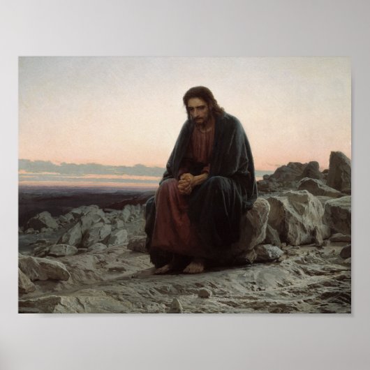 Ivan Kramskoy - Christus in der Wildnis Poster (Vorne)