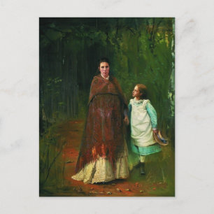 Ivan Kramskoy - Portrait von Ehefrau und Tochter Postkarte