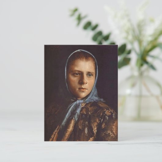 Ivan Kramskoy - Russisches Mädchen in einem blauen Postkarte (Stehend Vorderseite)