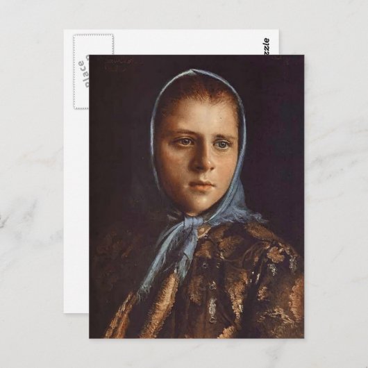 Ivan Kramskoy - Russisches Mädchen in einem blauen Postkarte (Vorne/Hinten)