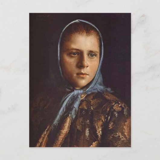 Ivan Kramskoy - Russisches Mädchen in einem blauen Postkarte (Vorderseite)