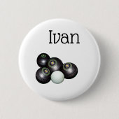 Ivan Name with Lawn Bowls Design, Abzeichen Button (Vorderseite)
