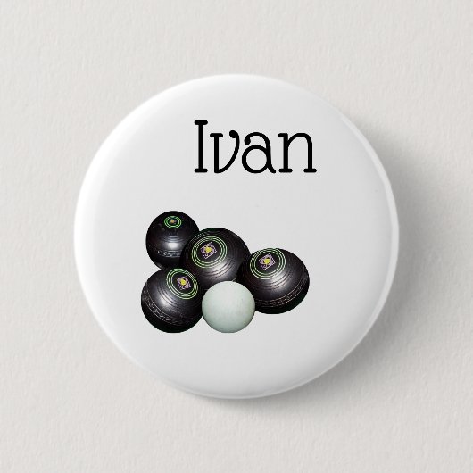 Ivan Name with Lawn Bowls Design, Abzeichen Button (Vorderseite)
