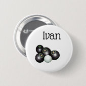 Ivan Name with Lawn Bowls Design, Abzeichen Button (Vorne & Hinten)