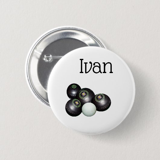 Ivan Name with Lawn Bowls Design, Abzeichen Button (Vorne & Hinten)