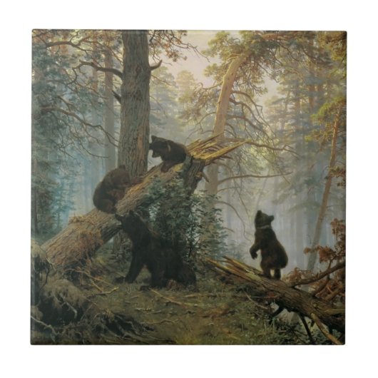Ivan Shishkin - Morgens in einem Kiefernwald Fliese (Vorderseite)