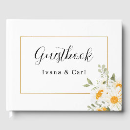 IVANA Elegante Blume Hochzeit Gelb und Weiß Gästebuch