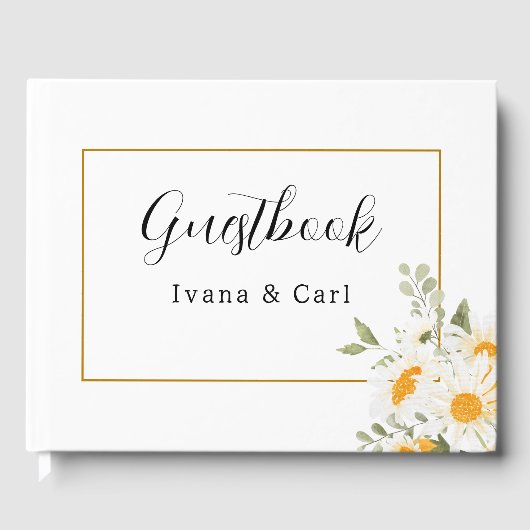 IVANA Elegante Blume Hochzeit Gelb und Weiß Gästebuch (Vorderseite)