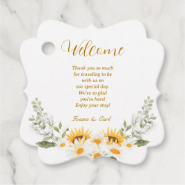 IVANA Elegante Blume Hochzeit Gelb und Weiß Geschenkanhänger