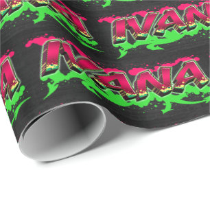 Ivana Vorname Name Graffiti red green Geschenkpapier