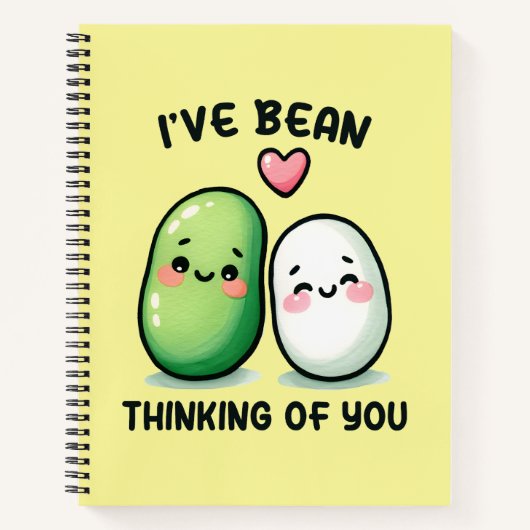 I've Bean Thinking of You Cute Kawaii Notizblock (Vorderseite)