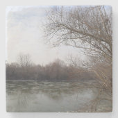 Ive Flussseite im Winter Steinuntersetzer (Vorderseite)