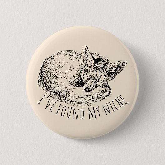 I've Found My Niche Cozy Napping Fox Button (Vorderseite)