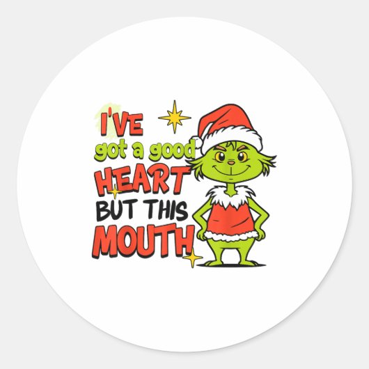 I've Got A Good Heart But This Mouth Funny Christm Runder Aufkleber (Vorderseite)