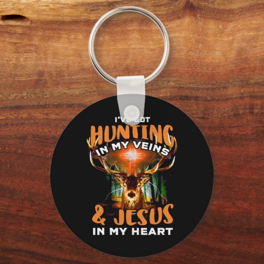 I've Got Hunting In My Veins and Jesus In My Heart Schlüsselanhänger (Vorderseite)