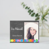 I've Moved Watercolor Baubles Foto Card Postkarte (Stehend Vorderseite)