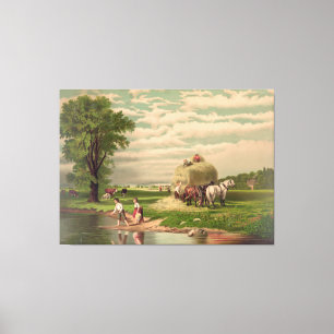 Ives "Amerikanische Heuernte" Leinwanddruck