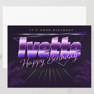 Ivette Name Vorname lila retro Karte Geburtstag