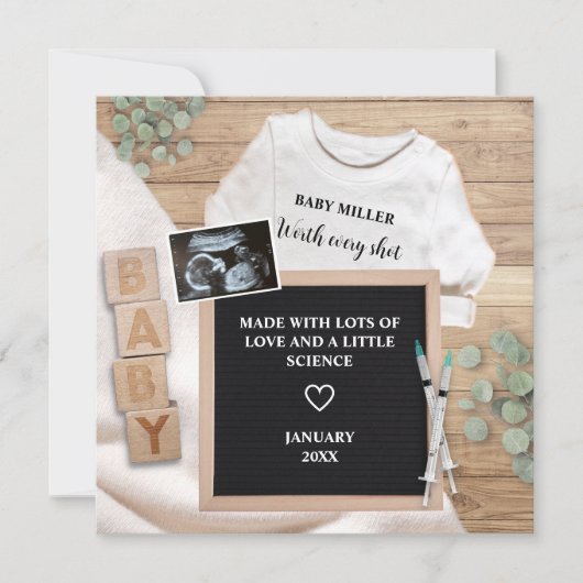 IVF Worth Every Shot Ultasound Sonogram Preganancy Ankündigung (Vorderseite)