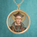 Ivo of Kermartin (BK 015) Vergoldete Kette<br><div class="desc">Image Credit (BK 015): Antiquitätenbild des heiligen Ivo von Kermartin aus einem zivilisatorischen Druck aus dem späten 19. Jahrhundert in der Vergoldchromolithografie (franziskanische Serie),  erschienen ursprünglich von B. Kühlen,  Mönchengladbach,  Deutschland,  aus der privaten Sammlung religiöser Ephemeriden des Designers.   Feste: 19. Mai</div>