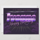 Ivonne Name Vorname lila retro Karte Geburtstag (Vorderseite)