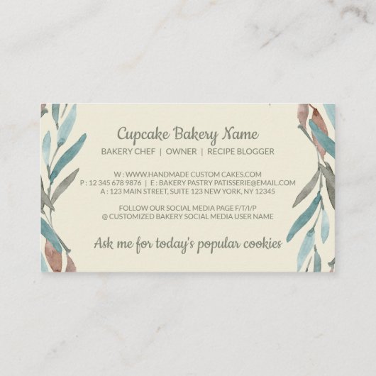 Ivora Vanilla Bäckerei Blume Konditorei Visitenkarte (Rückseite)