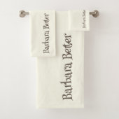 Ivorische Minimalistische Funny Monogram Signature Badhandtuch Set (Insitu)