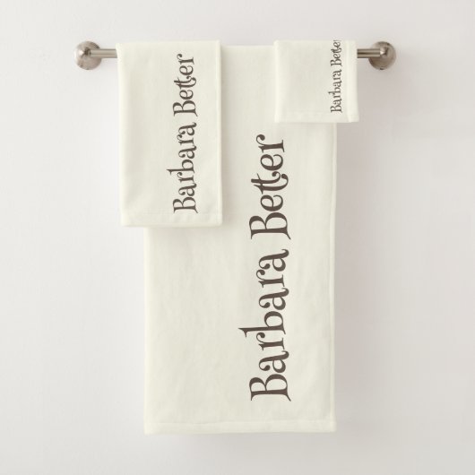 Ivorische Minimalistische Funny Monogram Signature Badhandtuch Set (Insitu)