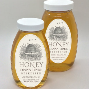 Ivory 32 oz Queenline Honey Label (Vintag Skep) Ovaler Aufkleber
