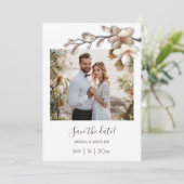 Ivory 3D Magnolia Flower Save The Date (Stehend Vorderseite)