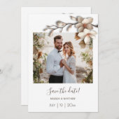 Ivory 3D Magnolia Flower Save The Date (Vorne/Hinten)
