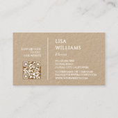 Ivory 3D Roses Rustic  | QR Code Visitenkarte (Rückseite)