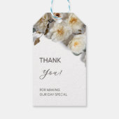Ivory 3D Roses Wedding Thank You Geschenkanhänger (Rückseite)