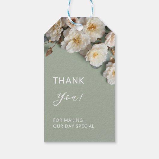 Ivory 3D Roses Wedding Welcome Geschenkanhänger (Rückseite)