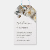Ivory 3D Roses Wedding Welcome Geschenkanhänger (Rückseite)