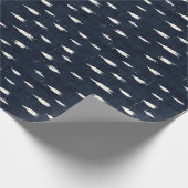 Ivory Abstrakt Paint on Navy Blue Linen Geschenkpapier (Ecke)