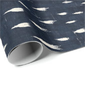 Ivory Abstrakt Paint on Navy Blue Linen Geschenkpapier (Rolleneckpunkt)
