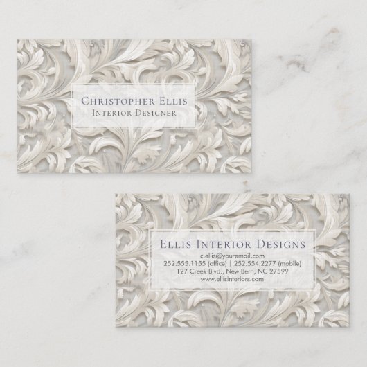 Ivory Acanthus Visitenkarte (Vorne/Hinten)