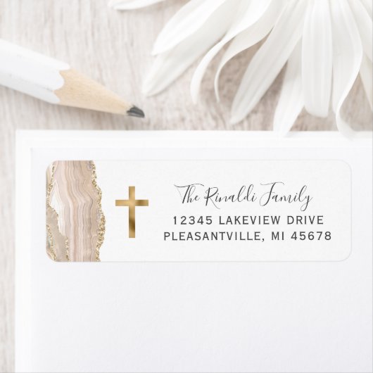 Ivory Agate Gold Cross Rücksendeadresse (Insitu)