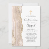 Ivory Agate Gold Glitzer Bestätigung Einladung (Vorderseite)