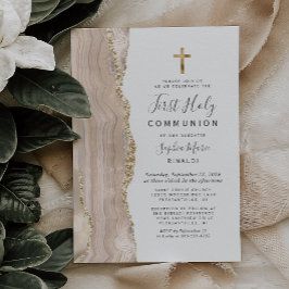 Ivory Agate Gold Glitzer Erste Heilige Kommune Einladung