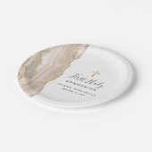 Ivory Agate Gold Glitzer Erste Heilige Kommune Pappteller (Schrägansicht)