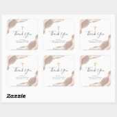 Ivory Agate Gold Glitzer Erste Heilige Kommune Quadratischer Aufkleber (Blatt)