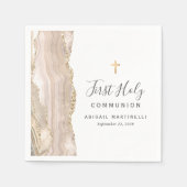 Ivory Agate Gold Glitzer Erste Heilige Kommune Serviette (Vorderseite)