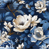 Ivory and Blue Flowers Luxury Table Runner Großer Tischläufer