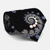 Ivory and Blue Pearl Spiral Neck Tie Krawatte (Gerollt)