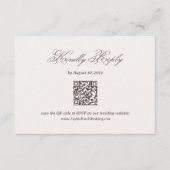 Ivory and Brown Wedding RSVP Card Qr Code Begleitkarte (Vorderseite)